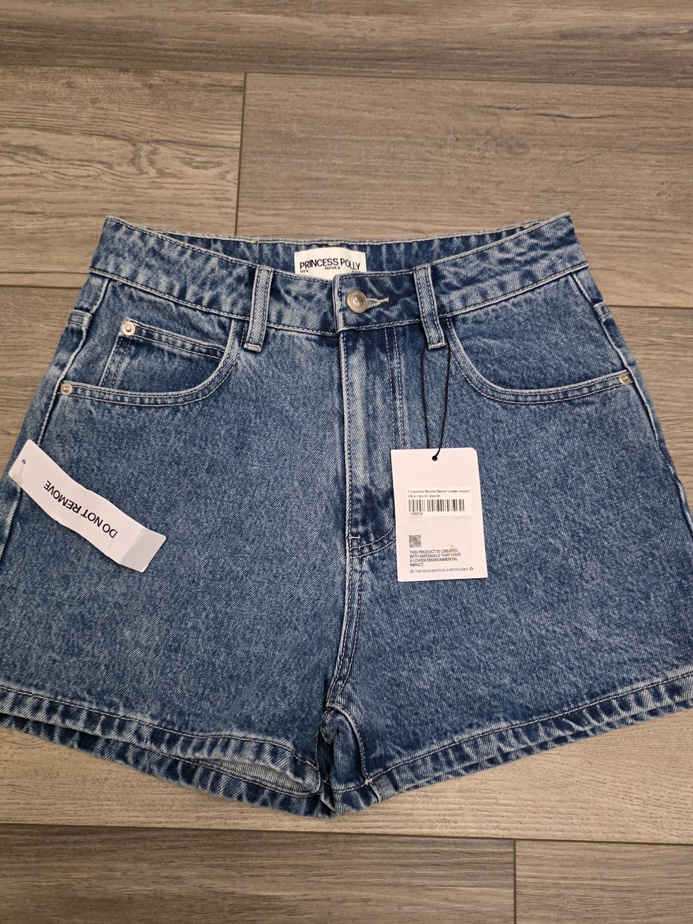 Princess Polly High-Rise Denim Shorts in Medium Blue